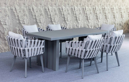 Ensemble de table à manger extérieur Bianca - 7 pièces
