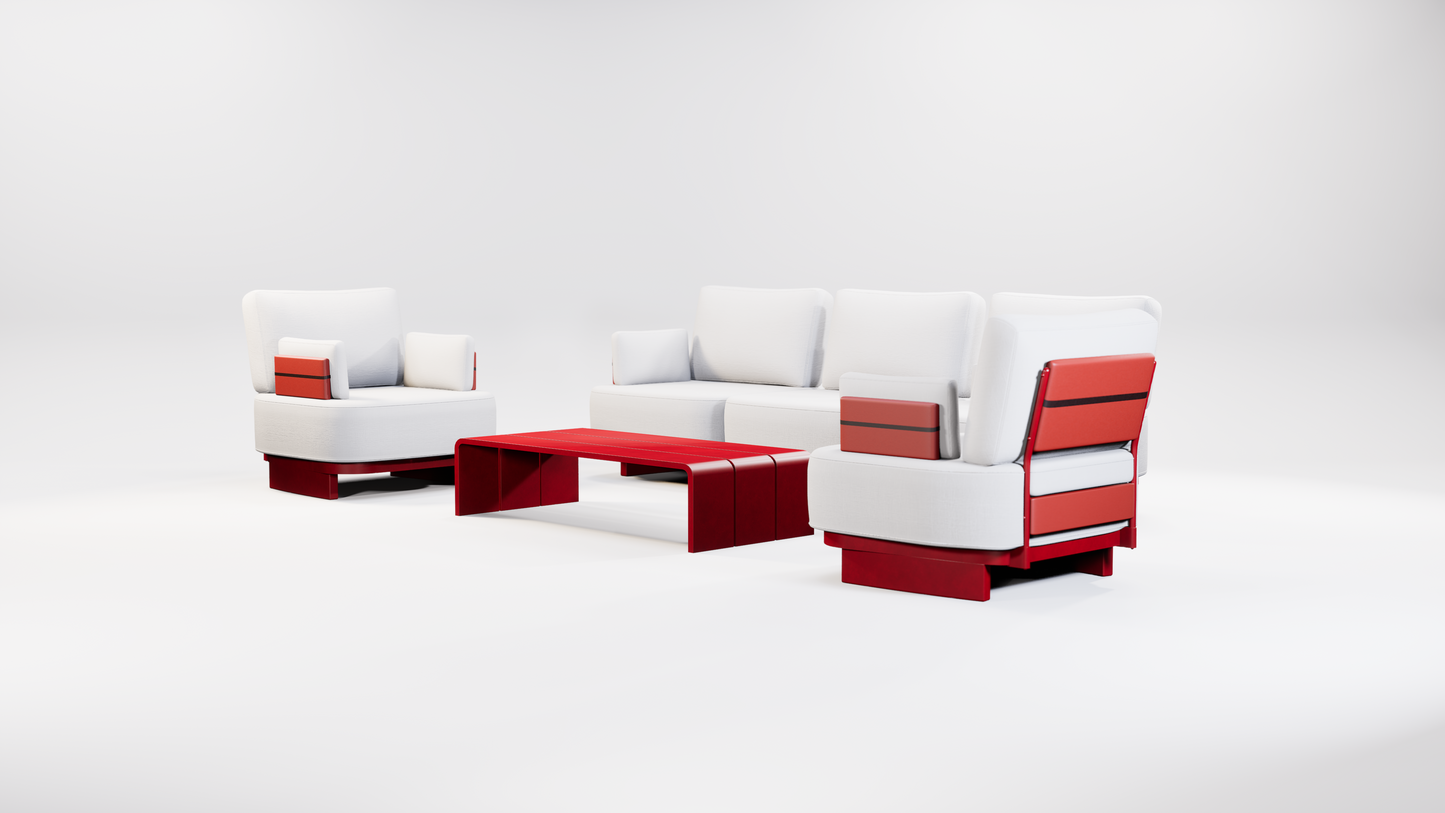 Ensemble de salon extérieur Mona – canapé en aluminium élégant et table basse assortie