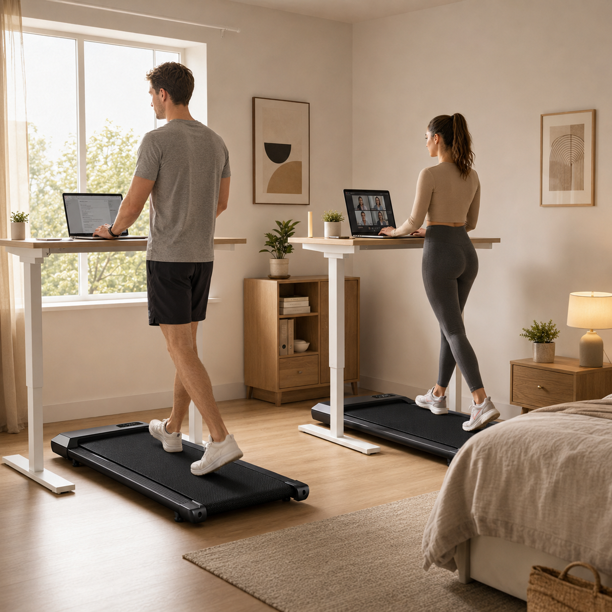 Smart Under Desk Treadmill for Home Office Treadmill with APP Remote Control LCD Screen Quiet Walking Jogging Exercise Machine