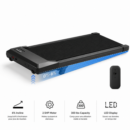 Foldable 6 Slope Under Desk Treadmills 2.5HP Quiet Walking Pad Portable Remote Control LED Display 300LBS Exercise Walkingpad