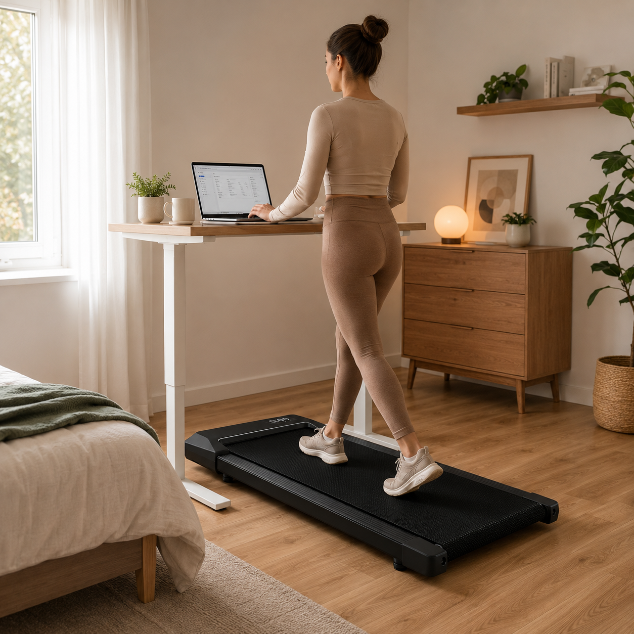 300lbs Treadmill for Home 2.5HP Treadmills Walking Pad LCD Digital Data Display 2in1 Walking Running Fitness Exercise Machine