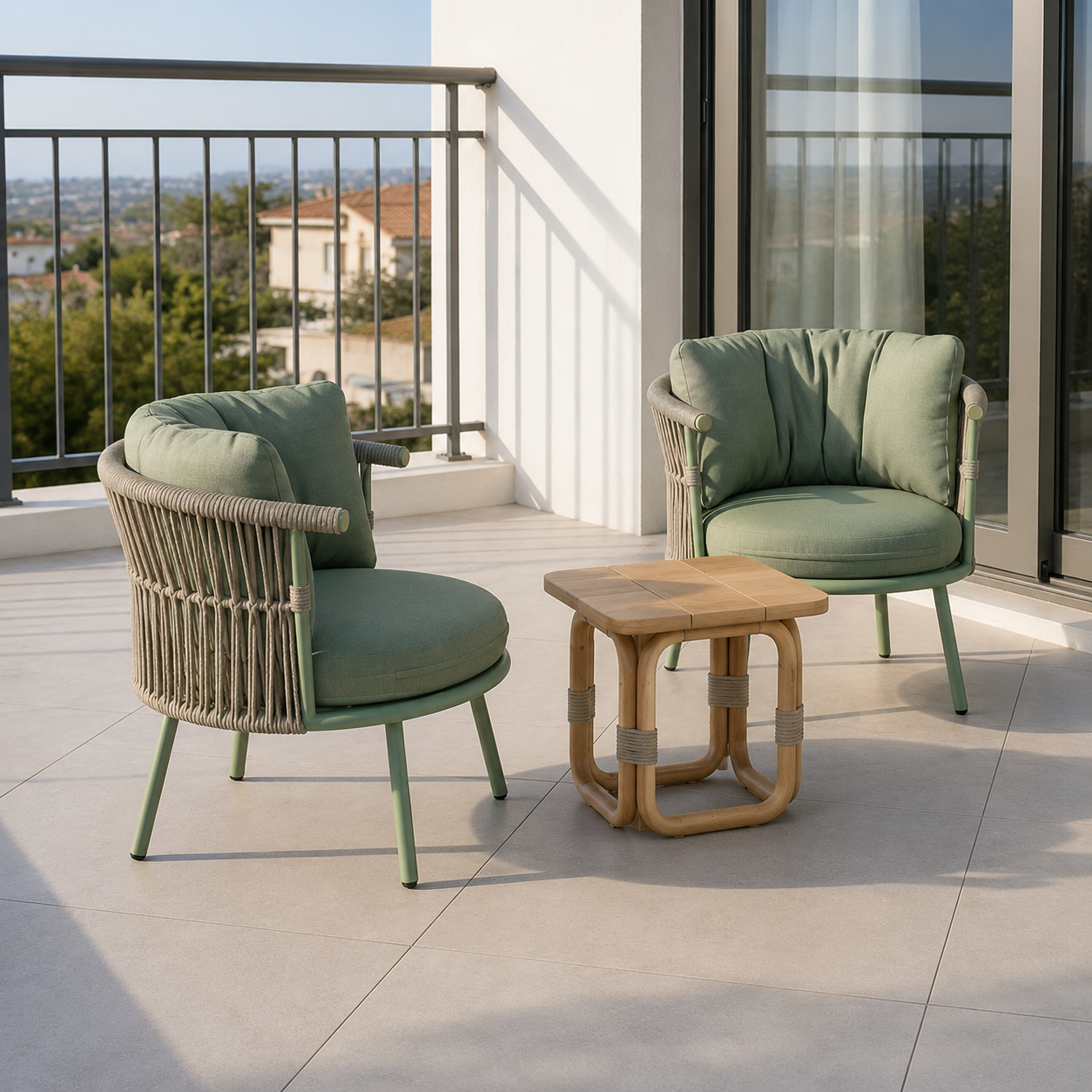 Canapé d'extérieur Capri pivotant en corde avec coussin épais de 12 cm