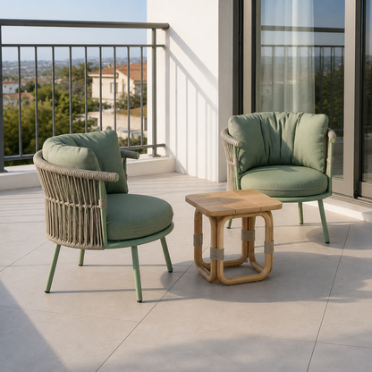 Canapé d'extérieur Capri pivotant en corde avec coussin épais de 12 cm