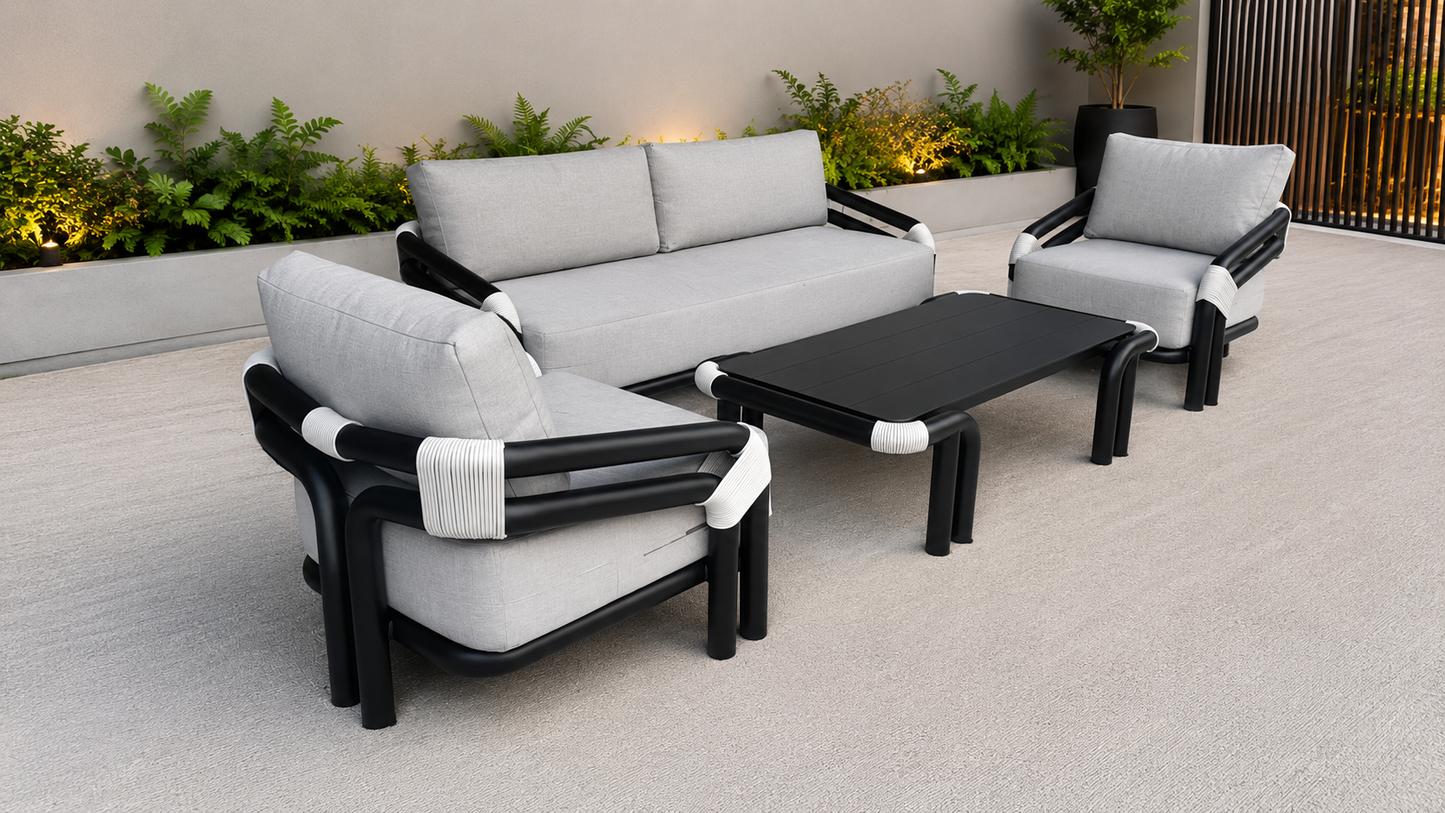 Lorenza Ensemble de canapés en aluminium pour l'extérieur — Luxe moderne et épuré pour la vie en plein air