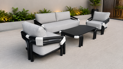 Lorenza Ensemble de canapés en aluminium pour l'extérieur — Luxe moderne et épuré pour la vie en plein air