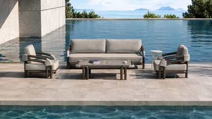 Lorenza Ensemble de canapés en aluminium pour l'extérieur — Luxe moderne et épuré pour la vie en plein air