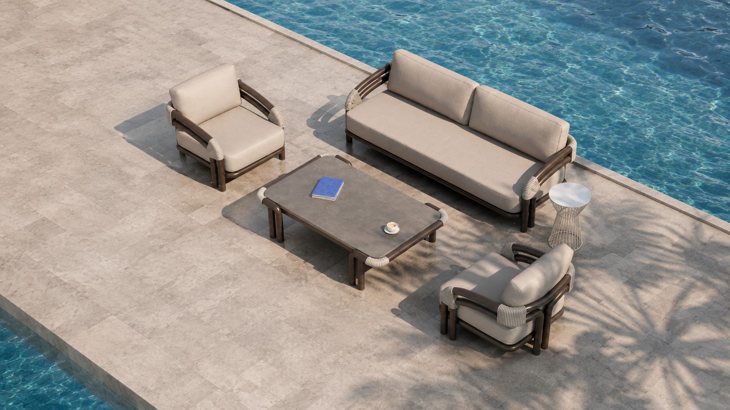 Lorenza Ensemble de canapés en aluminium pour l'extérieur — Luxe moderne et épuré pour la vie en plein air