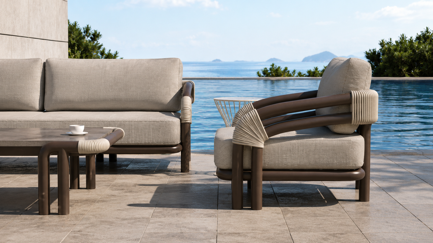 Lorenza Ensemble de canapés en aluminium pour l'extérieur — Luxe moderne et épuré pour la vie en plein air