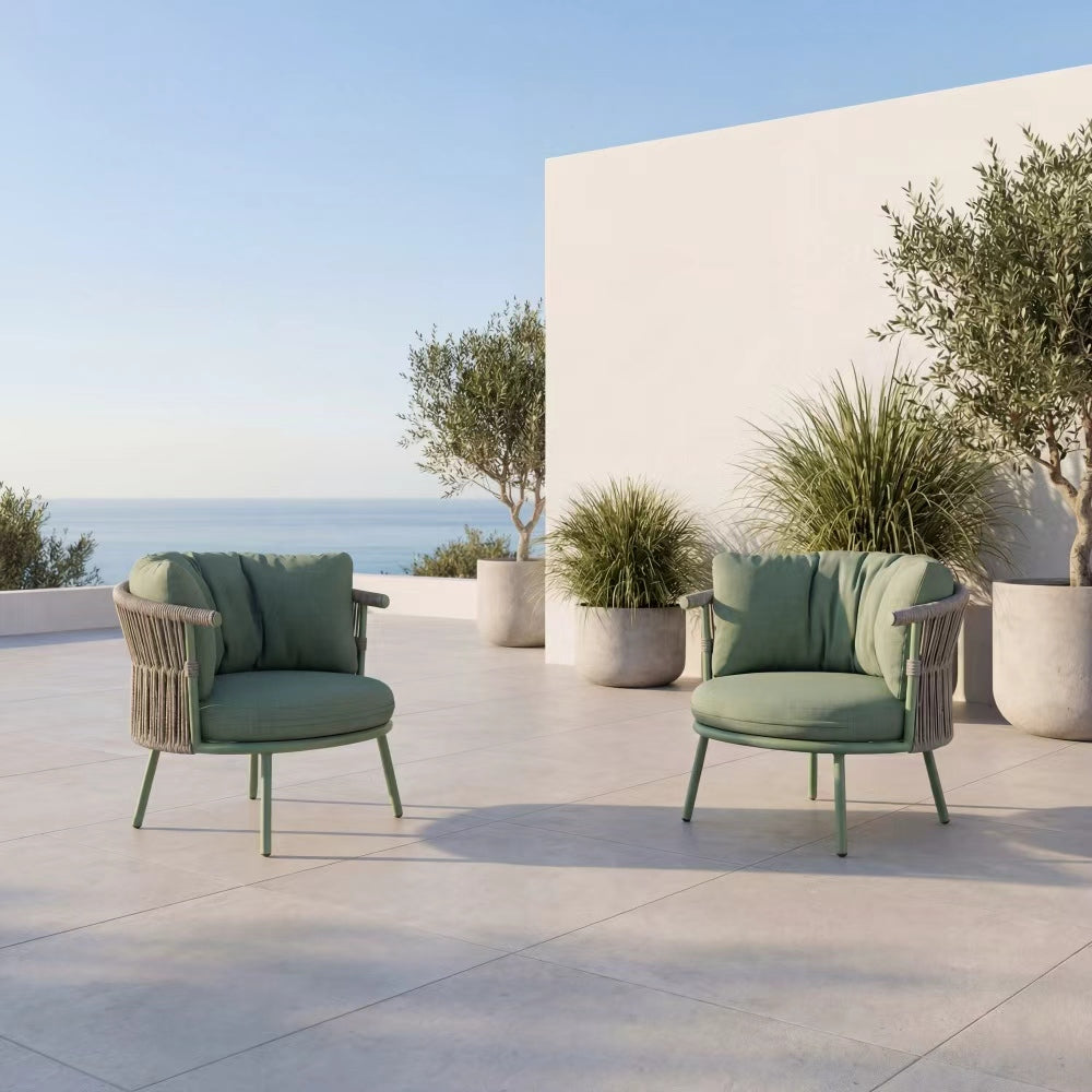 Canapé d'extérieur Capri pivotant en corde avec coussin épais de 12 cm