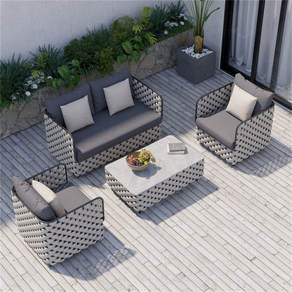 Sorrento ensemble de patio extérieur à 4 pièces – confort élégant et résistant aux intempéries pour votre espace extérieur