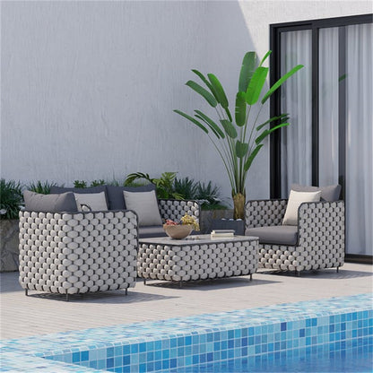 Sorrento ensemble de patio extérieur à 4 pièces – confort élégant et résistant aux intempéries pour votre espace extérieur