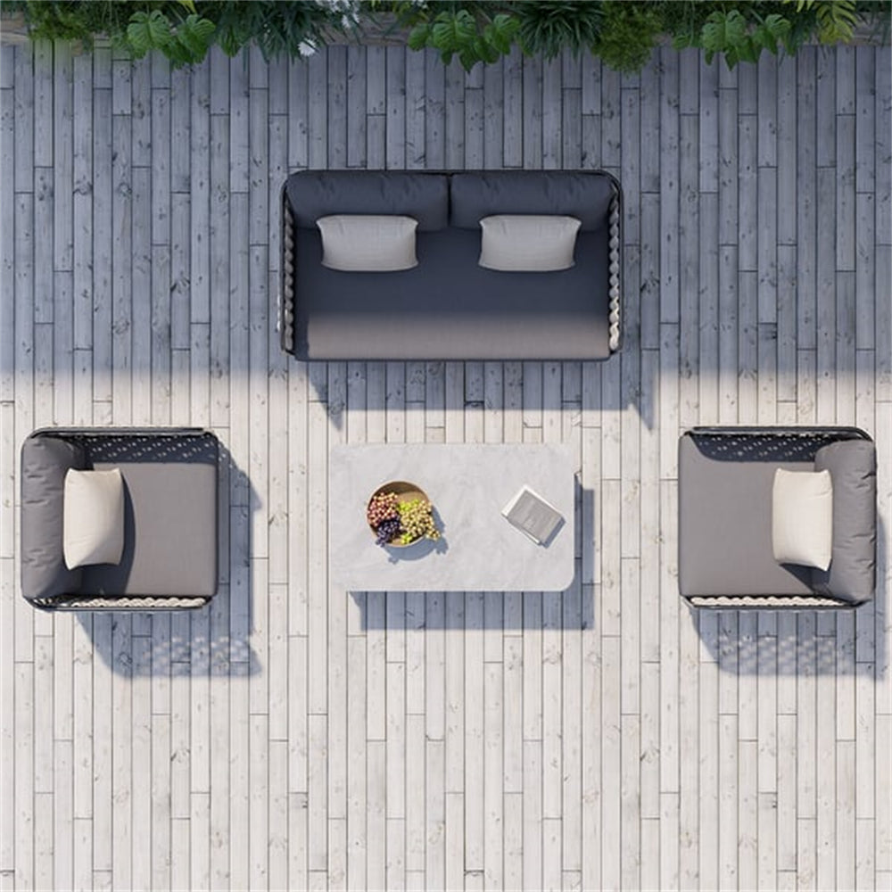 Sorrento ensemble de patio extérieur à 4 pièces – confort élégant et résistant aux intempéries pour votre espace extérieur