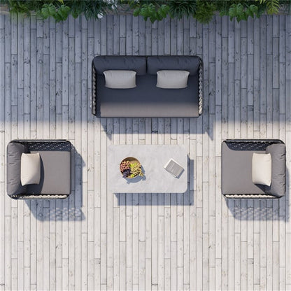 Sorrento ensemble de patio extérieur à 4 pièces – confort élégant et résistant aux intempéries pour votre espace extérieur